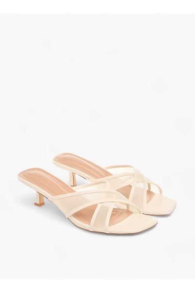 Celeste Women's Textured Slip-On Cross Strap Sandals with Kitten Heels