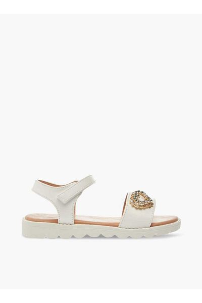 Flora Bella by Shoexpress Flora Bella Heart Accent Sandals with Hook and Loop Closure
