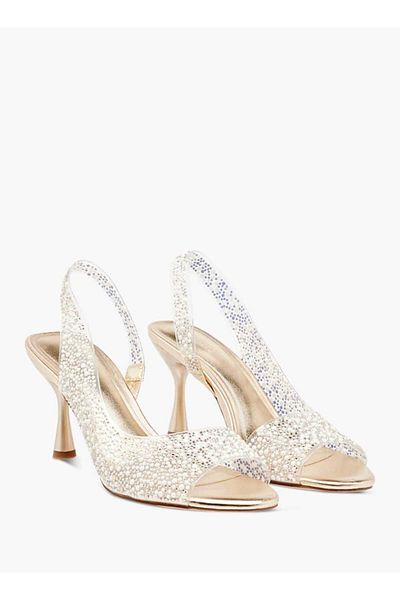 Celeste Women's Embellished Slingback Sandals with Flared Heels
