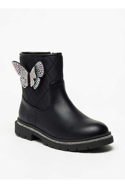 Celeste Girls' Butterfly Accent Boots with Zip Closure
