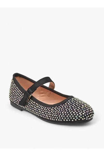 Flora Bella by Shoexpress Flora Bella Stone Embellished Ballerina Shoes with Hook and Loop Closure