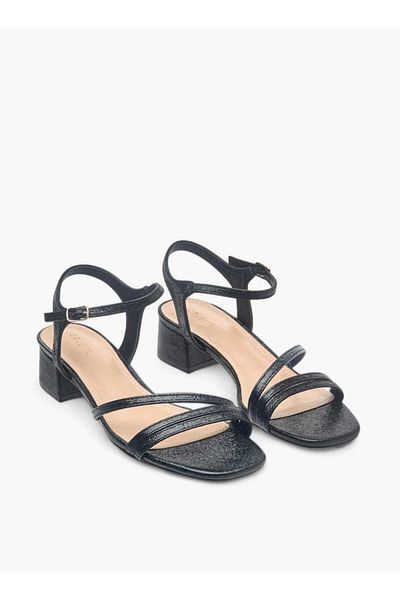 Celeste Women's Textured Sandals with Block Heels and Buckle Closure