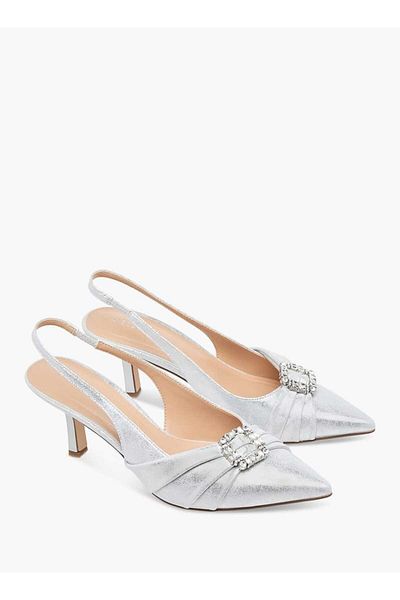 Celeste Celeste Women's Embellished Slingback Shoes with Kitten Heels