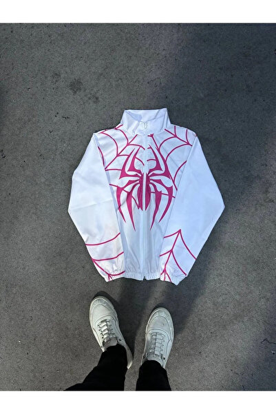 Lushen Anime Çizgi Unisex Paraşüt Kumaş Oversize Rüzgarlık Yağmurluk İnce Ceket