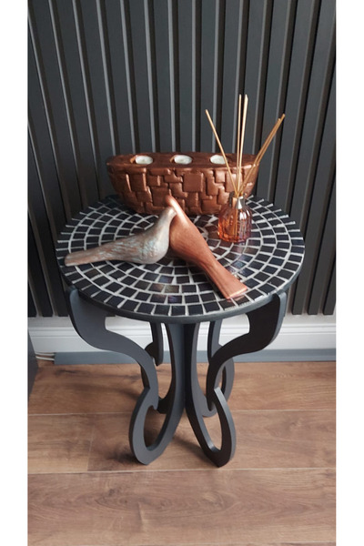 EL YAPIMI El Yapımı Mozaik Desenli Yuvarlak Sehpa