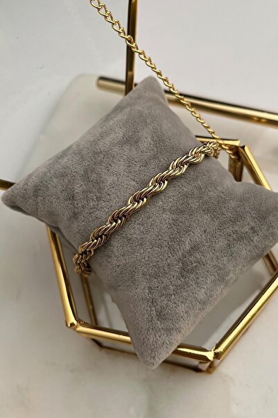 Modex Steel Gold Color Thick Twist Bracelet(19cm)