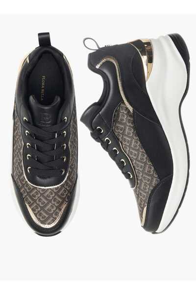 Flora Bella by Shoexpress Flora Bella Monogram Textured Sneakers with Lace-Up Closure