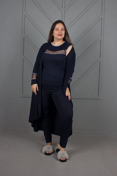 Truva XXL Plus Size Dressing Gown Nightgown Dark Blue