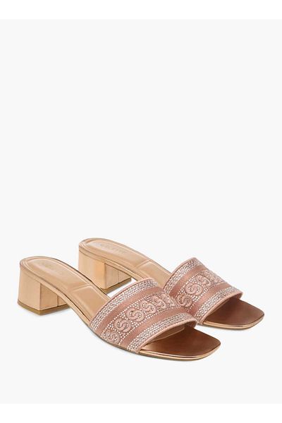 Celeste Women's Embellished Slip-On Sandals with Block Heels