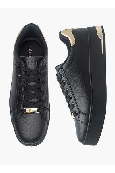 Celeste Women's Solid Chunky Sneakers with Lace-Up Closure