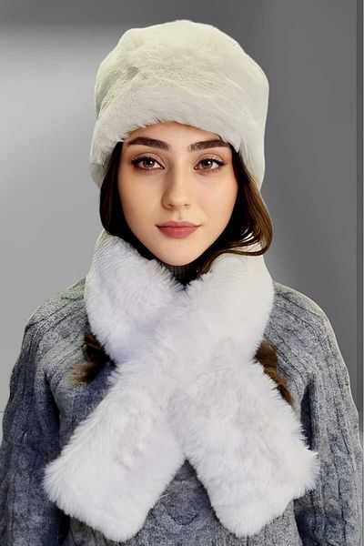 Trenderrs Set de eșarfe cu inimă de blană vegană pentru femei