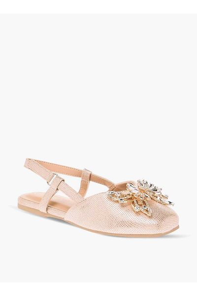 Celeste Girls' Butterfly Embellished Sandals with Hook and Loop Closure