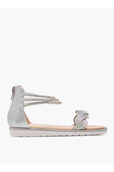 Juniors Embellished Ankle Strap Sandals with Zip Closure