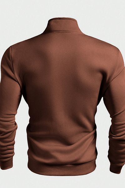 GHASSY CO. Ghassy Co. سويت شيرت رجالي ذو ياقة واقفة ونصف سحاب فضي