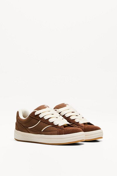 Bershka Split leather skater trainers