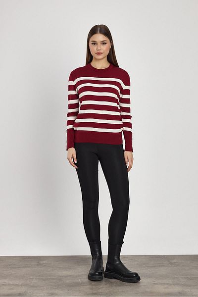 Rays 24346 Pulover cu mâneci cu dungi roșii Claret
