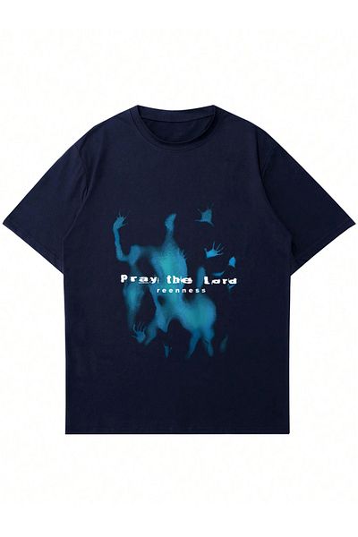 Mad&Calf Μπλουζάκι Unisex Pray The Lord με στάμπα με λαιμόκοψη