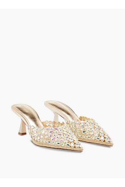 Celeste Women's Embellished Slip-On Shoes with Flared Heels