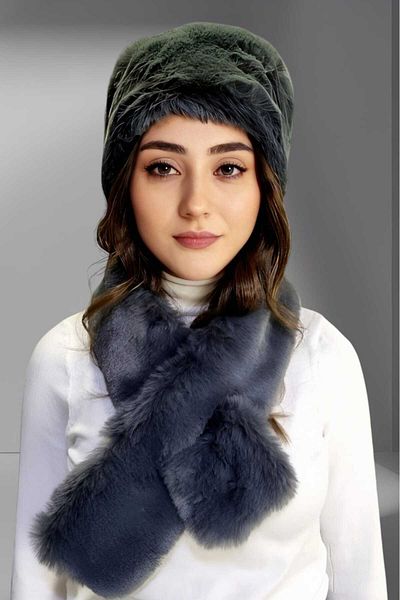 Trenderrs Set de eșarfe cu inimă de blană vegană pentru femei
