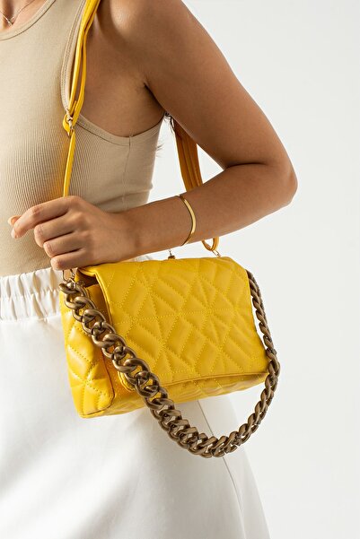 Kaya Bag Sarı  Kadın Omuz Ve Çapraz Çanta 15x26 Ebatında