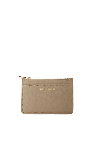 Isabel Bernard Honoré Aveline Taupe Leder Damen Kartenhalter Aus Kalbsleder Ib27017