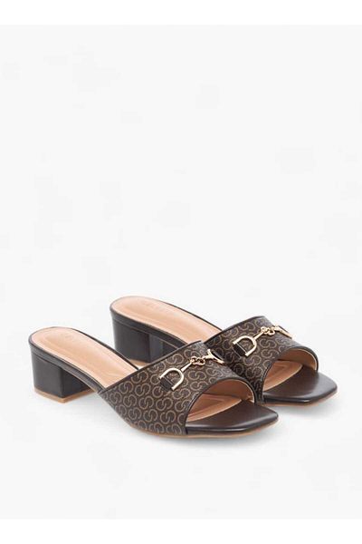 Celeste Women's Monogram Detail Slip-On Sandals with Block Heels