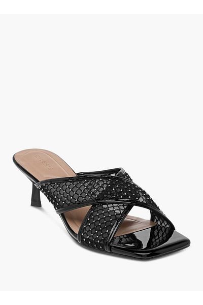 Celeste Women's Embellished Slip-On Cross Strap Sandals with Kitten Heels