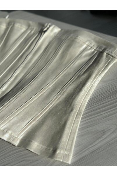Büşra Doğramacı Orijinal Metalik Zr Denim Korse Top