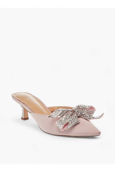 Celeste Women's Bow Embellished Slip-On Shoes with Kitten Heels