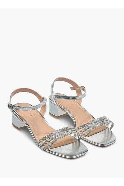 Celeste Women's Embellished Sandals with Block Heels and Buckle Closure