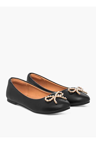 Little Missy Bow Accent Slip-On Ballerina Shoes