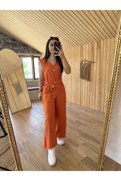 caddstore Padded Sleeveless Orange Jumpsuit