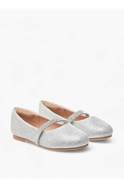 Juniors Glitter Detail Ballerina Shoes with Elasticated Strap
