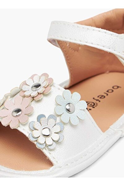 Barefeet Flower Applique Sandals with Hook and Loop Closure