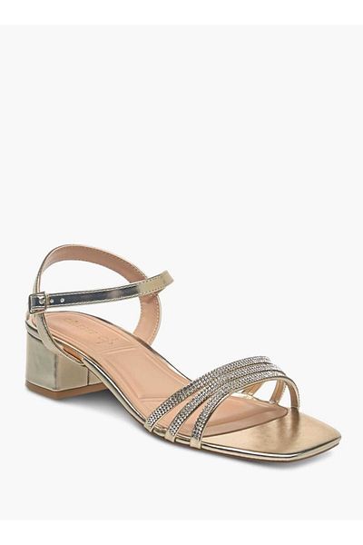Celeste Women's Embellished Sandals with Block Heels and Buckle Closure