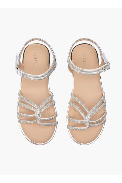 Celeste Girls' Embellished Sandals with Hook and Loop Closure