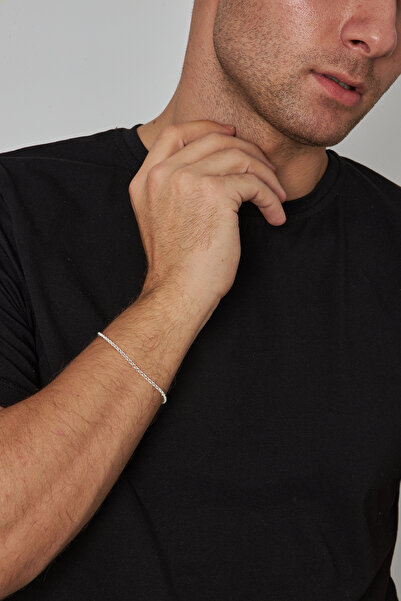 Ventino Silver 3mm Doc 925 Ayar Gümüş Erkek Zincir Bileklik VEB-5701