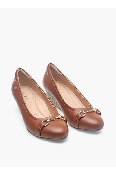 Celeste Women's Metal Accent Slip-On Ballerina Shoes with Wedge Heels