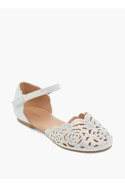 Celeste Girls' Embellished Ballerinas with Hook and Loop Closure