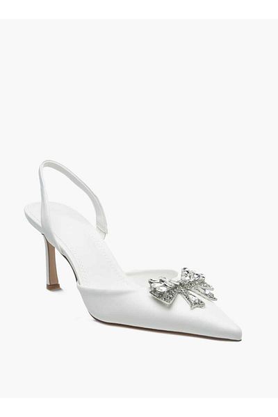 Celeste Women's Bow Embellished Slingback Shoes with Stiletto Heels