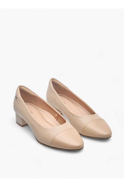 Celeste Women's Textured Slip-On Ballerina Shoes with Block Heels