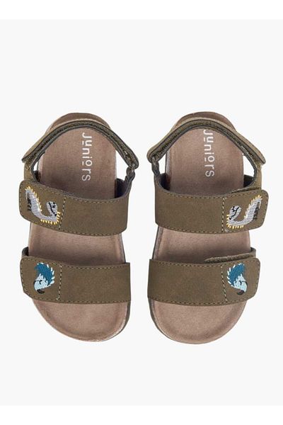 Juniors Embroidered Strap Sandals with Hook and Loop Closure