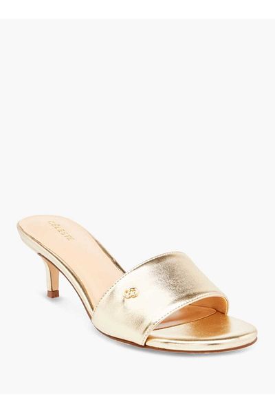 Celeste Women's Solid Slip-On Sandals with Kitten Heels