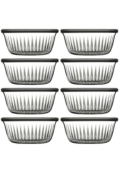 Paşabahçe 530156   Freesia 8-Piece Gray Lid Bowl Storage Container