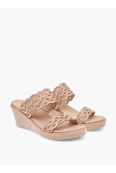 Le Confort Embellished Laser Cut Detail Sandals with Wedge Heels