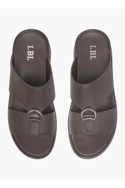 LBL by Shoexpress Textured Slip-On Arabic Sandals with Buckle Accent