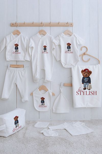 Tuğba Kuğu Organic 11-Piece Hospital Release - Pure Baby - Sportmen Teddy Bear