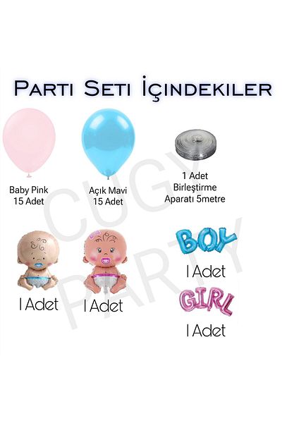 CUGY Sex Reveal Boy&Gril Pink-Blue Mini Party Set