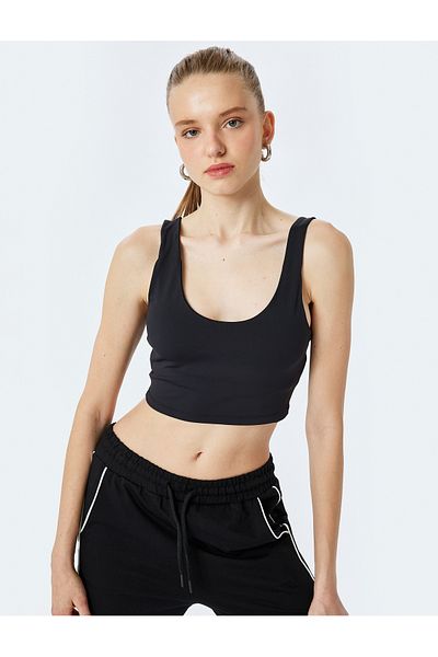 Koton Sutien sport acoperit cu gât în U, fără mâneci, slim fit