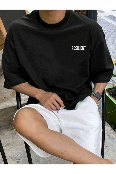 DEEPSENCE Men's Oversize Resilient Black T-Shirt
